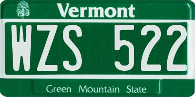 VT license plate WZS522