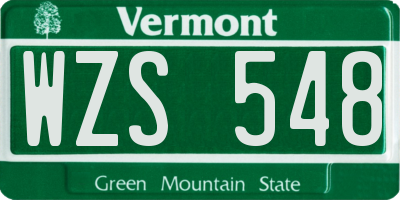 VT license plate WZS548
