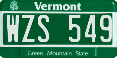VT license plate WZS549