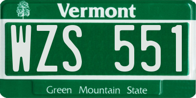 VT license plate WZS551