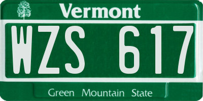 VT license plate WZS617