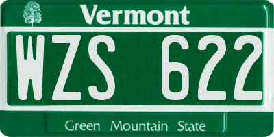 VT license plate WZS622