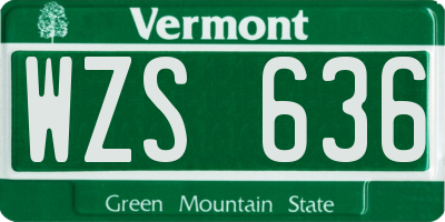VT license plate WZS636