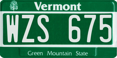 VT license plate WZS675