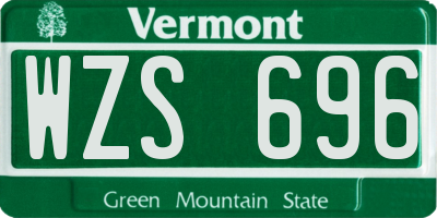 VT license plate WZS696