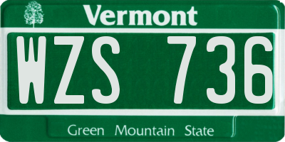 VT license plate WZS736