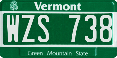 VT license plate WZS738