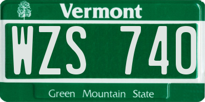 VT license plate WZS740