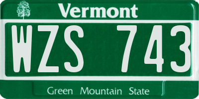 VT license plate WZS743