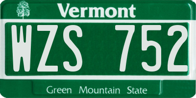 VT license plate WZS752