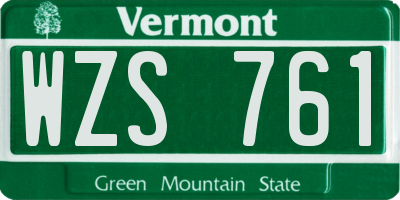 VT license plate WZS761