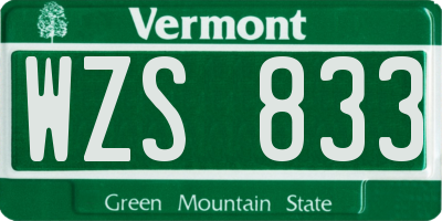 VT license plate WZS833