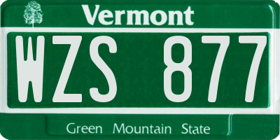 VT license plate WZS877