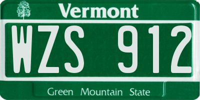VT license plate WZS912