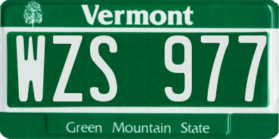 VT license plate WZS977