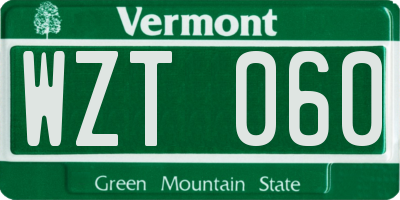 VT license plate WZT060