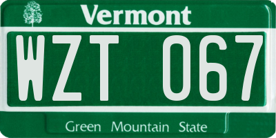 VT license plate WZT067