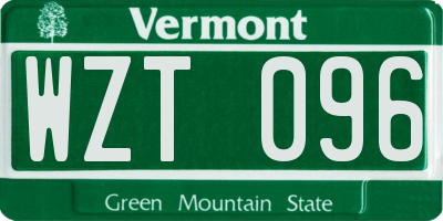 VT license plate WZT096
