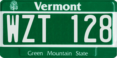 VT license plate WZT128