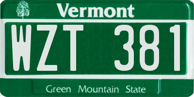 VT license plate WZT381