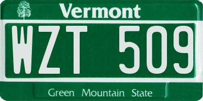 VT license plate WZT509