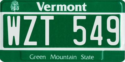 VT license plate WZT549
