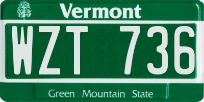 VT license plate WZT736
