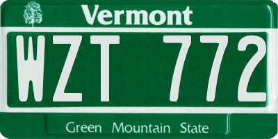 VT license plate WZT772