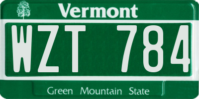 VT license plate WZT784