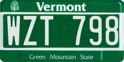 VT license plate WZT798