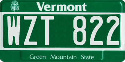 VT license plate WZT822