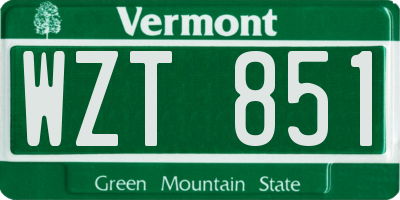 VT license plate WZT851