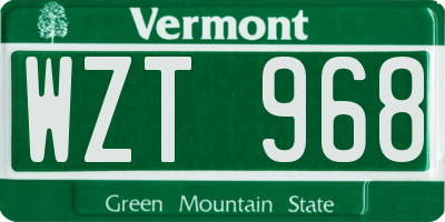 VT license plate WZT968