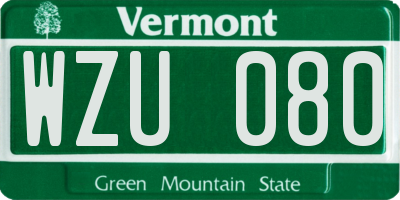 VT license plate WZU080