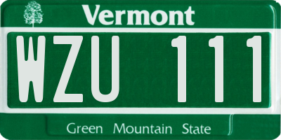 VT license plate WZU111