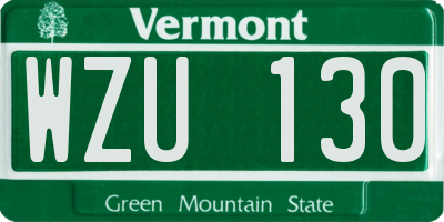 VT license plate WZU130
