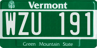 VT license plate WZU191