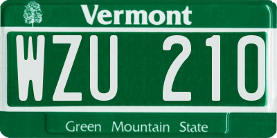 VT license plate WZU210