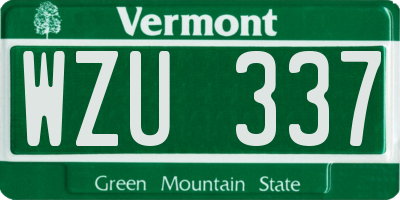 VT license plate WZU337