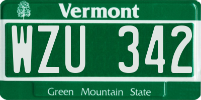 VT license plate WZU342