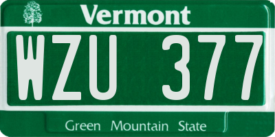 VT license plate WZU377