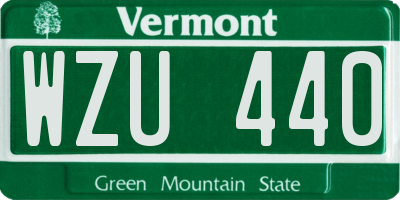 VT license plate WZU440