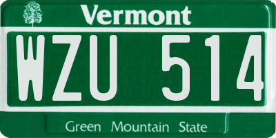 VT license plate WZU514