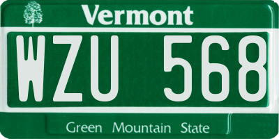 VT license plate WZU568