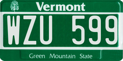 VT license plate WZU599