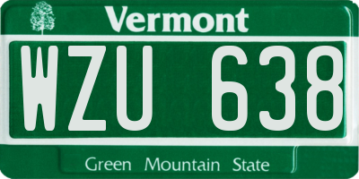 VT license plate WZU638