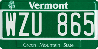 VT license plate WZU865