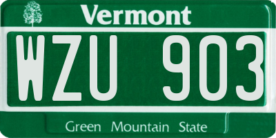 VT license plate WZU903