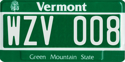 VT license plate WZV008