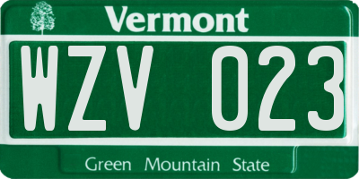 VT license plate WZV023